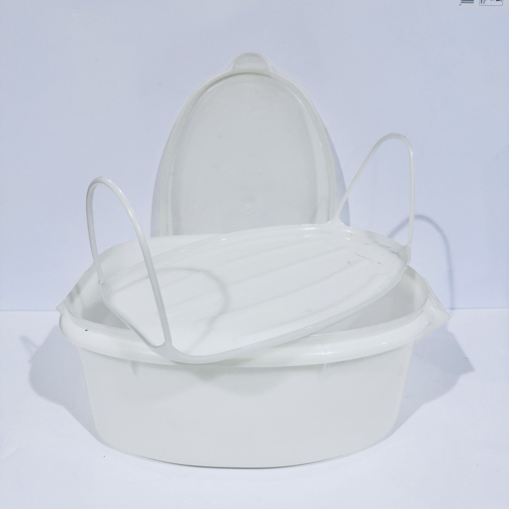 Vintage Tupperware Roaster Flavor Savor Clear‎ Plastic W Insert